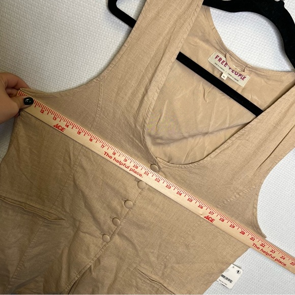 FREE PEOPLE | Woman’s Size XL Tan NWT Linen Blend Millie Vest - Picture 7 of 8